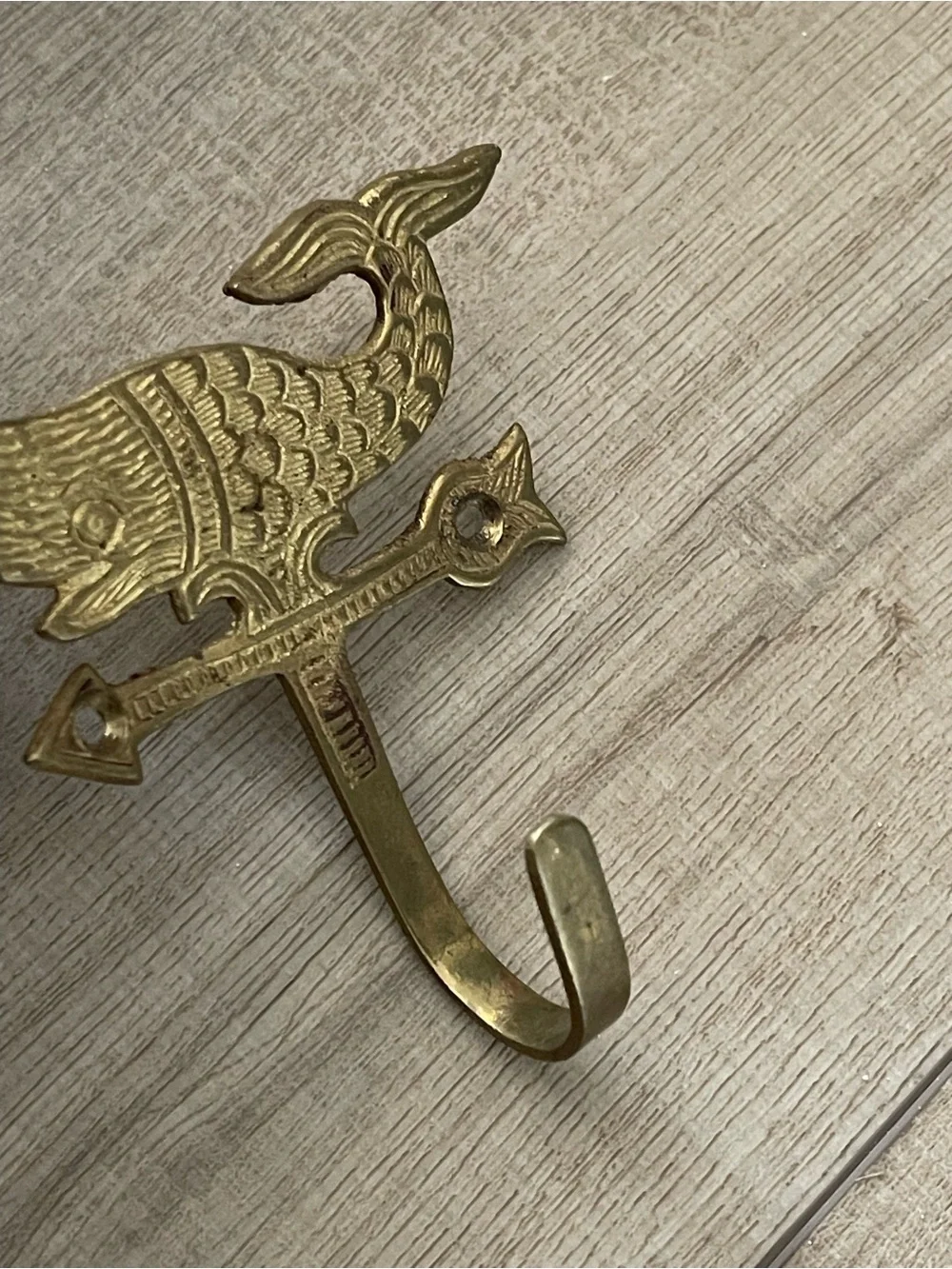 Brass Whale Wall Hook Gold Finish